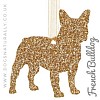 French Bulldog Gold Glitter Hanging Decoration